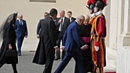 Britain's King Charles III and Queen Camilla arrive in the St. Damasus