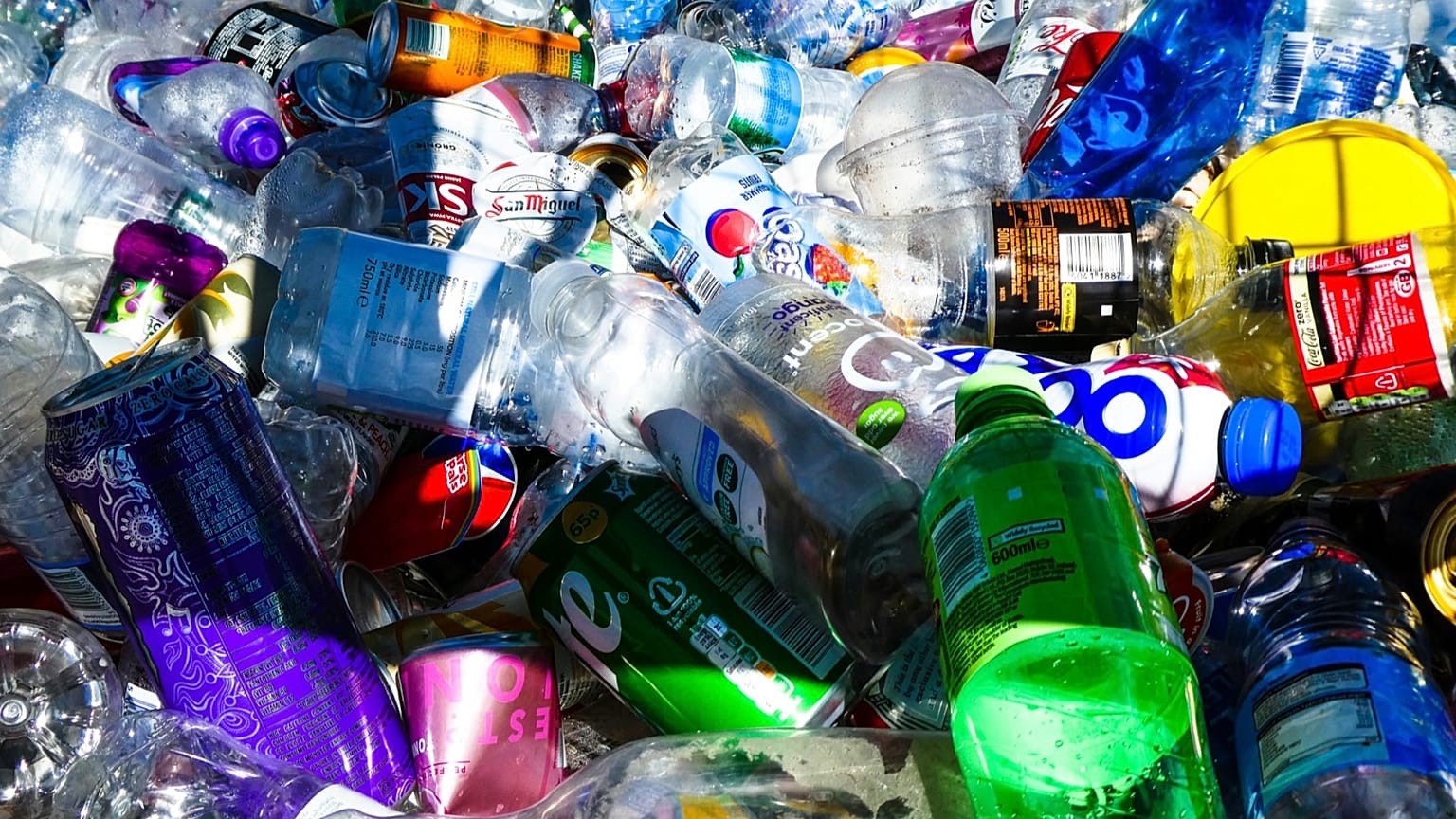A recycling bin near Bournemouth beach, England.