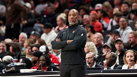 FILE: Portland Trail Blazers head coach Chauncey Billups looks on during the second half of an NBA preseason basketball game against the Golden State Warriors, 14 October 2025