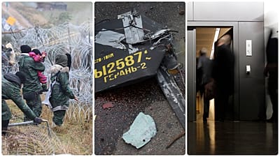 Közel-keleti migránsok a belarusz-lengyel határon, egy Geran-2 drón maradványai Kijev utcáin, a Bundestag biztonsági bejárata