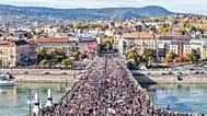 In this picture taken by a drone, participants of the Peace March organized by the pro-government Civil Unity Forum (COF) and its foundation Civil Unity Public Benefit Foundat