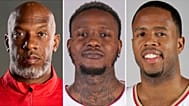This combo of images shows, from left, Portland Trail Blazers head coach Chauncey Billups, Miami Heat guard Terry Rozier and former Cleveland Cavaliers' Damon Jones.