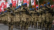 29 Ekim Cumhuriyet Bayramı etkinlikleri kapsamında Türk Silahlı Kuvvetleri'ne (TSK) bağlı askerler geçit töreninde yürürken.