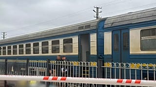 The railway station at Ovruch after a grenade explosion, 24 October, 2025