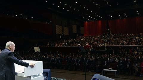Cumhurbaşkanı Recep Tayyip Erdoğan, 5.'si düzenlenen Türkiye - Afrika Ekonomi ve İş Forumu'nda katılımcılara seslenirken, 17 Ekim 2025