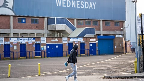 Kulübün kayyum yönetimine devredildiğinin açıklanmasının ardından Sheffield Wednesday'in evi olan Hillsborough'dan bir görüntü, 24 Ekim 2025