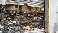 Damage to a warehouse in east London which was storing goods for Ukraine, 9 June, 2025