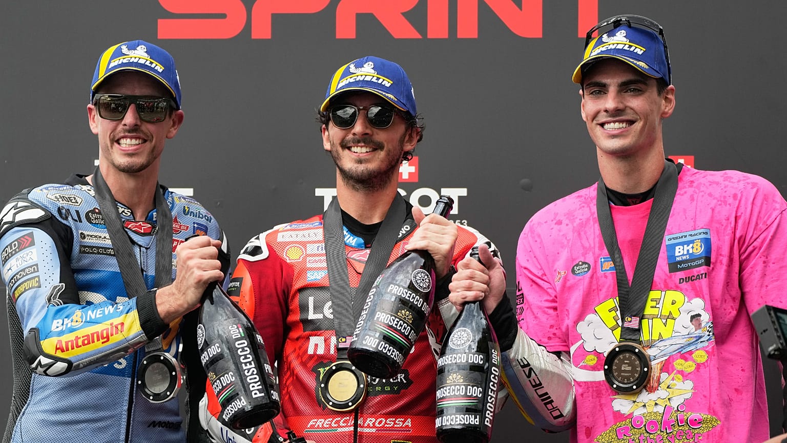 Trio espanhol no pódio de MotoGP Malásia, 25 de outubro de 2025