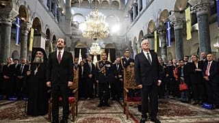 Κωνσταντίνος Τασούλας και Νίκος Χριστοδουλίδης στη Δοξολογία στο ναό του Αγίου Δημητρίου, για την εορτή του Πολιούχου της Θεσσαλονίκης