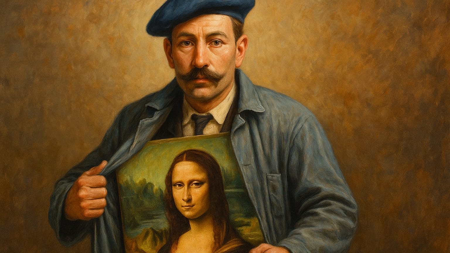 Vincenzo Peruggia a köpenyébe rejtve vitte ki a Mona Lisát a párizsi múzeumból, 1911. augusztus 21-én