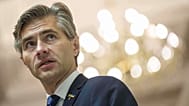 Lithuania's Foreign Minister Kestutis Budrys speaks during a joint press conference with Ukraine's Foreign Minister Andrii Sybiha in Kyiv, Ukraine, on Friday, Sept. 19, 2025.