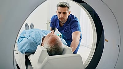 Пациент проходит медицинское сканирование.
