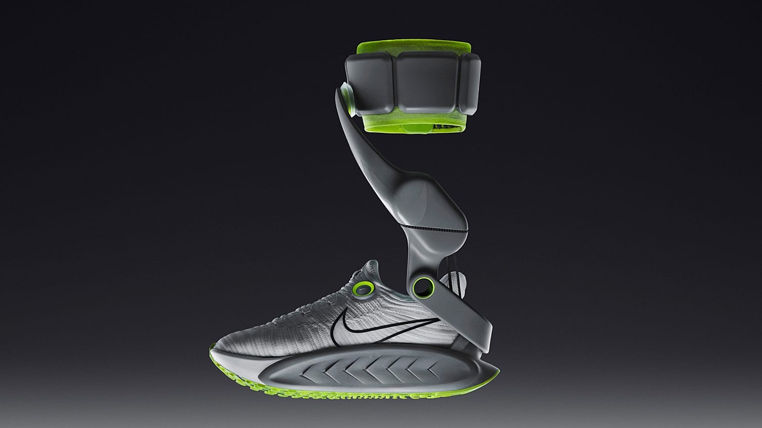 Nike affirme que sa chaussure Project Amplify est équipée d'un moteur, d'une courroie d'entraînement et d'une batterie rechargeable pour aider les coureurs à aller plus loin et plus vite.