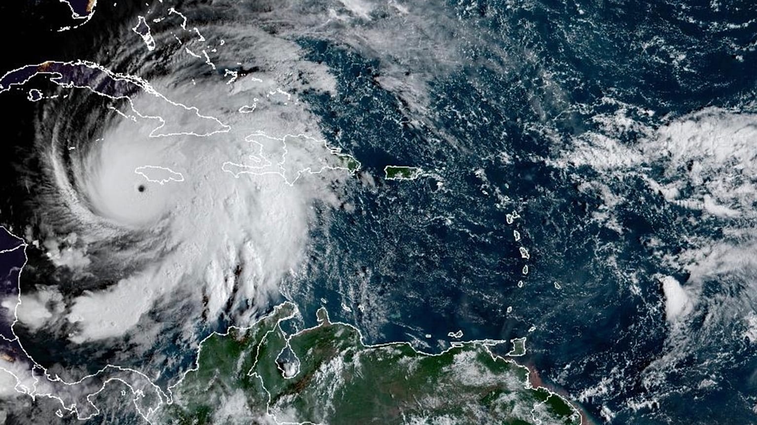 This satellite image provided by the National Oceanographic and Atmospheric Administration shows Hurricane Melissa, Tuesday, Oct. 28, 2025