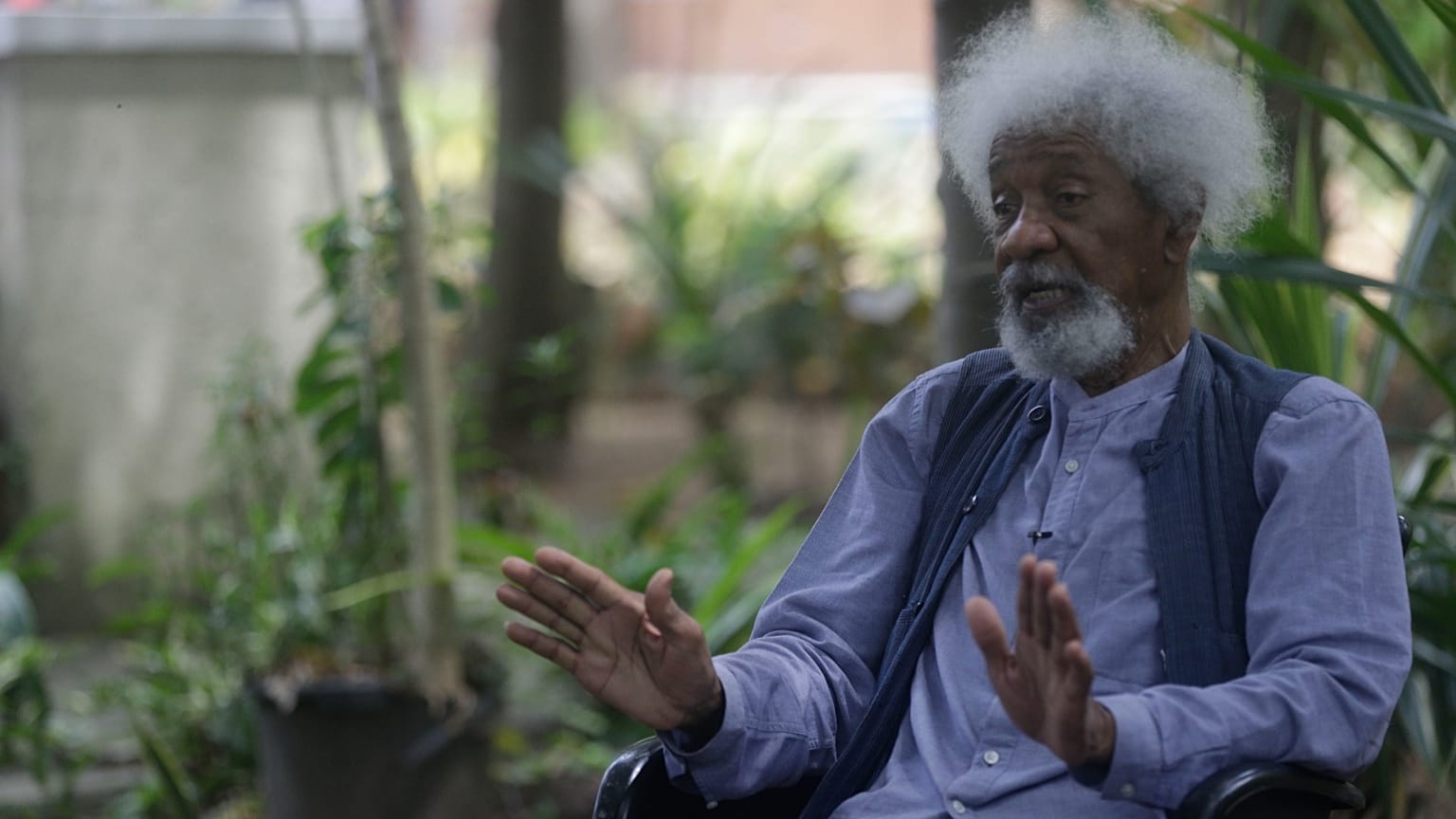 Nobel Laureate Wole Soyinka during an interview at Freedom Park in Lagos, Nigeria, 28 October 2021