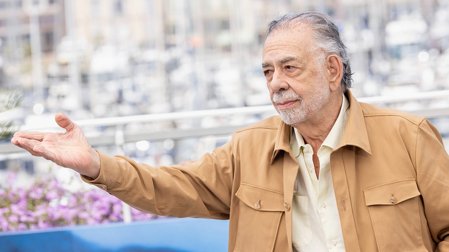 Francis Ford Coppola poses for photographers at the photo call for the film 'Megalopolis' at the Cannes Film Festival, France, 17 May 2024