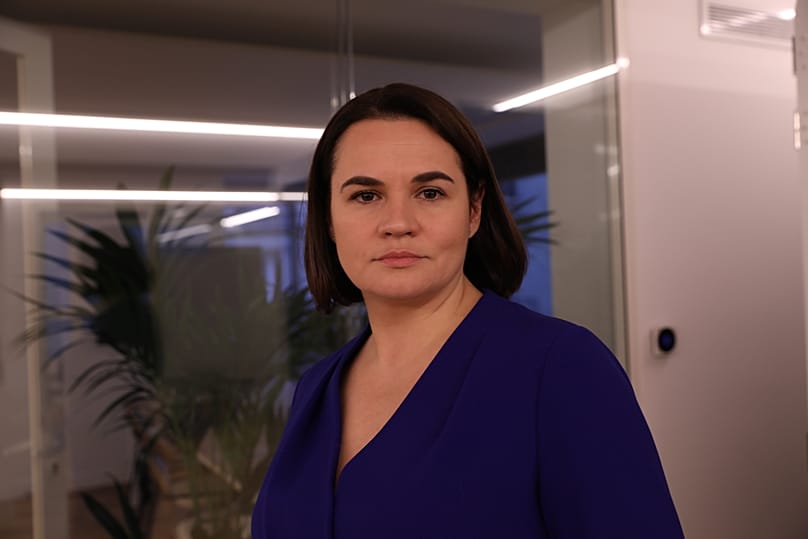 Svetlana Tsikhanouskaya presso l'ufficio di Euronews a Parigi, 29 ottobre 2025