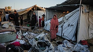 Deyr El Balah'ta Filistinlilerin yaşadığı kamptan bir görüntü, 29 Ekim 2025