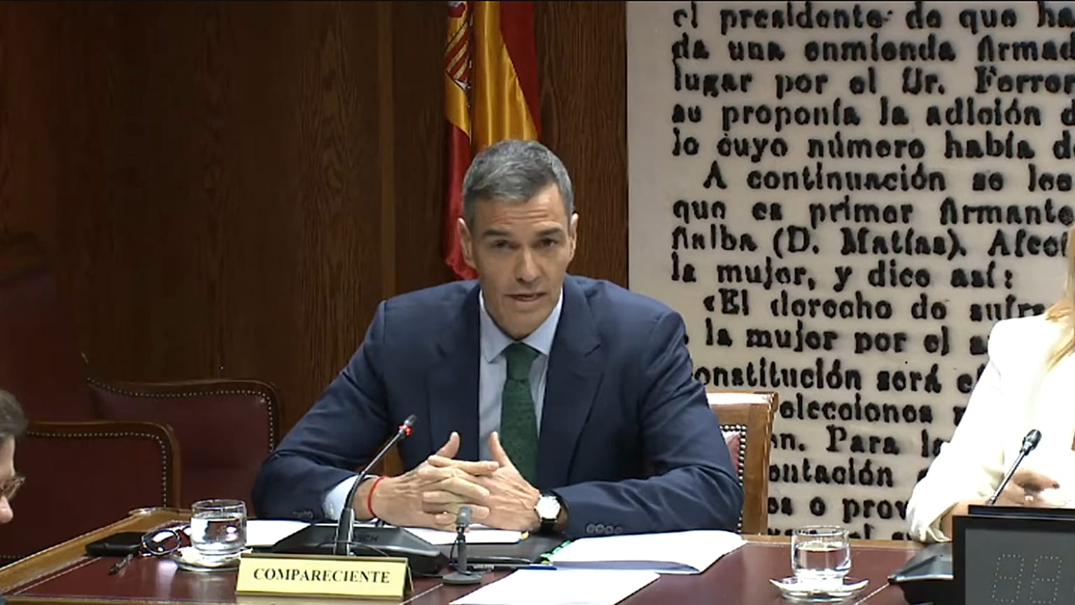 El presidente del Gobierno, Pedro Sánchez, durante un momento de su comparecencia
