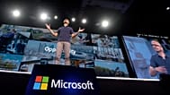 FILE. Microsoft CEO Satya Nadella delivers the keynote address at Build, the company's annual conference for software developers in Seattle. May 2019