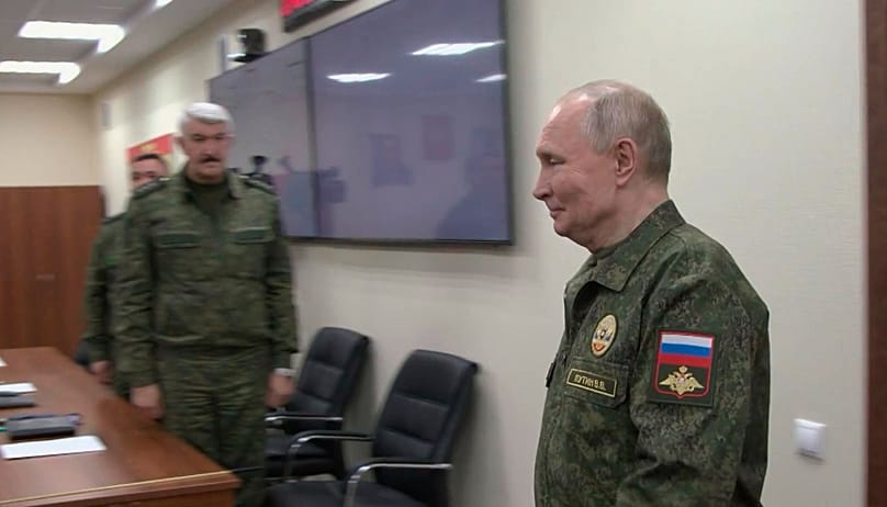 ولادیمیر پوتین، رئیس جمهور روسیه در جمع نظامیان این کشور