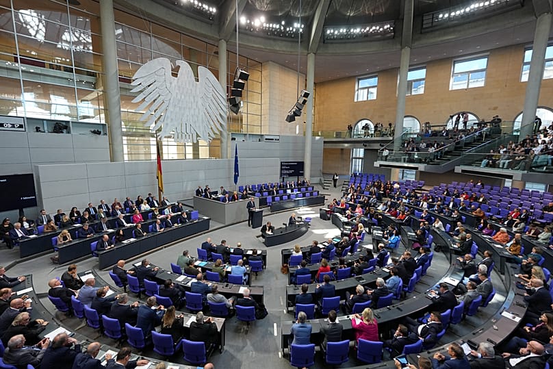 German Chancellor Friedrich Merz speaks during the general debate in the budget week in the Bundestag in Berlin, 24 September, 2025