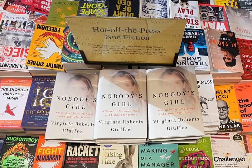 The memoir of Virginia Giuffre "Nobody's Girl" is seen amongst other books in a shop in London, 21 October, 2025