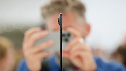The iPhone Air is displayed during an announcement of new products at Apple Park, in Cupertino, California.  9 September 2025,