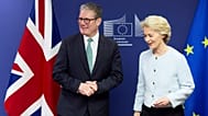 Britain's Prime Minister Keir Starmer (L), and European Commission president Ursula von der Leyen at the European Commission headquarters in Brussels, 2 Oct, 2024.