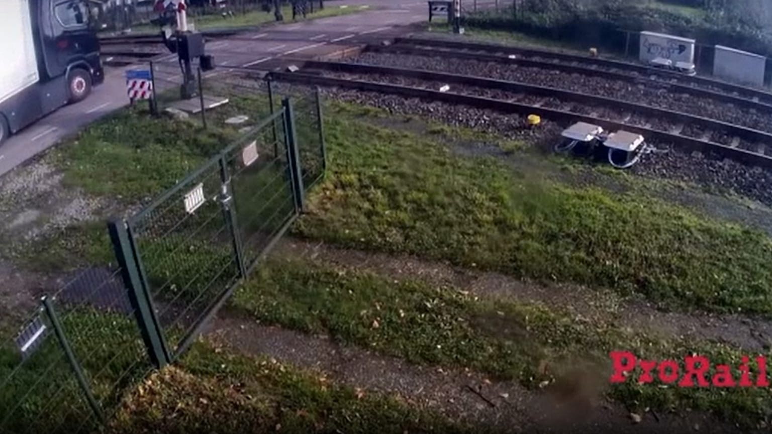 Train runs over truck