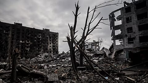 Smoke rises from the ruins in Kostiantynivka, 13 October, 2025