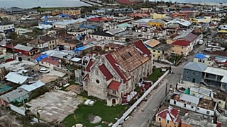 An aerial view of Falmouth, Jamaica, Friday, Oct. 31, 2025, in the aftermath of Hurricane Melissa.