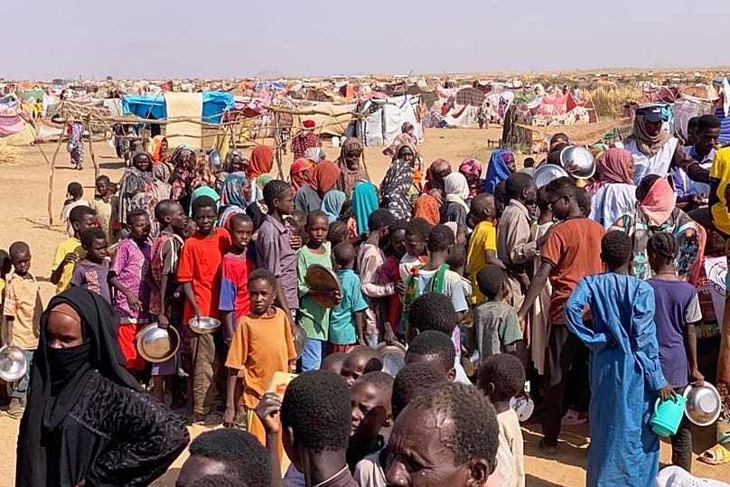 Families from al-Fasher at a displacement camp where they sought refuge from fighting between the army and the RSF, in Tawila, Darfur, Sudan, Friday, October. 31, 2025