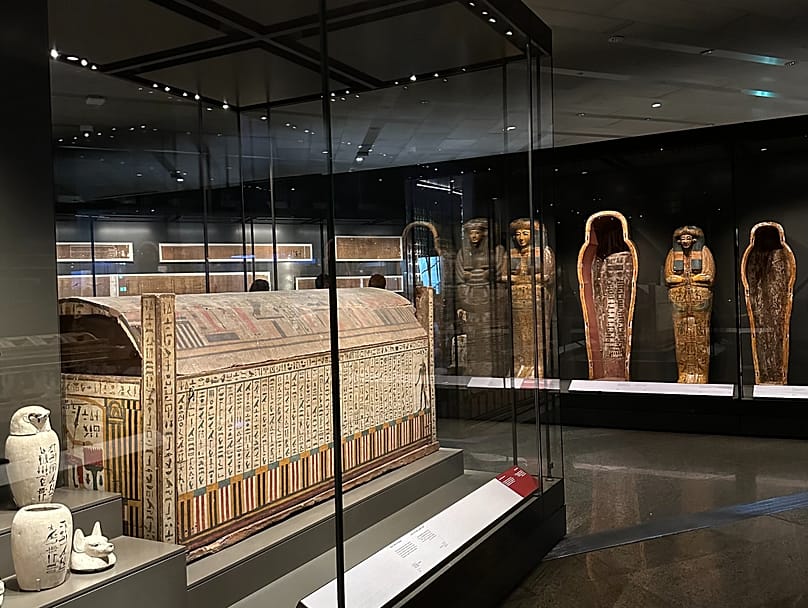Egyptian antiquities at the Grand Egyptian Museum in Cairo, Egypt. 14 June, 2025. 
