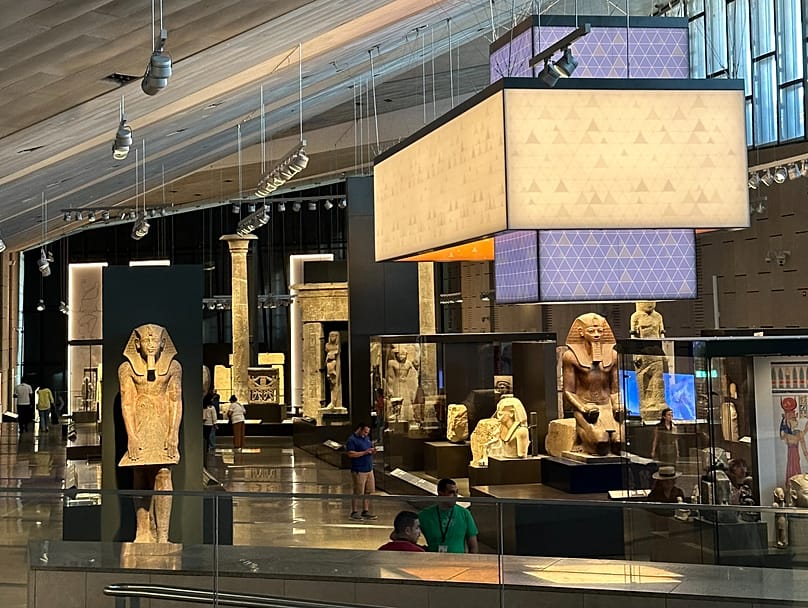 Egyptian antiquities at the Grand Egyptian Museum in Cairo, Egypt. 14 June, 2025. 