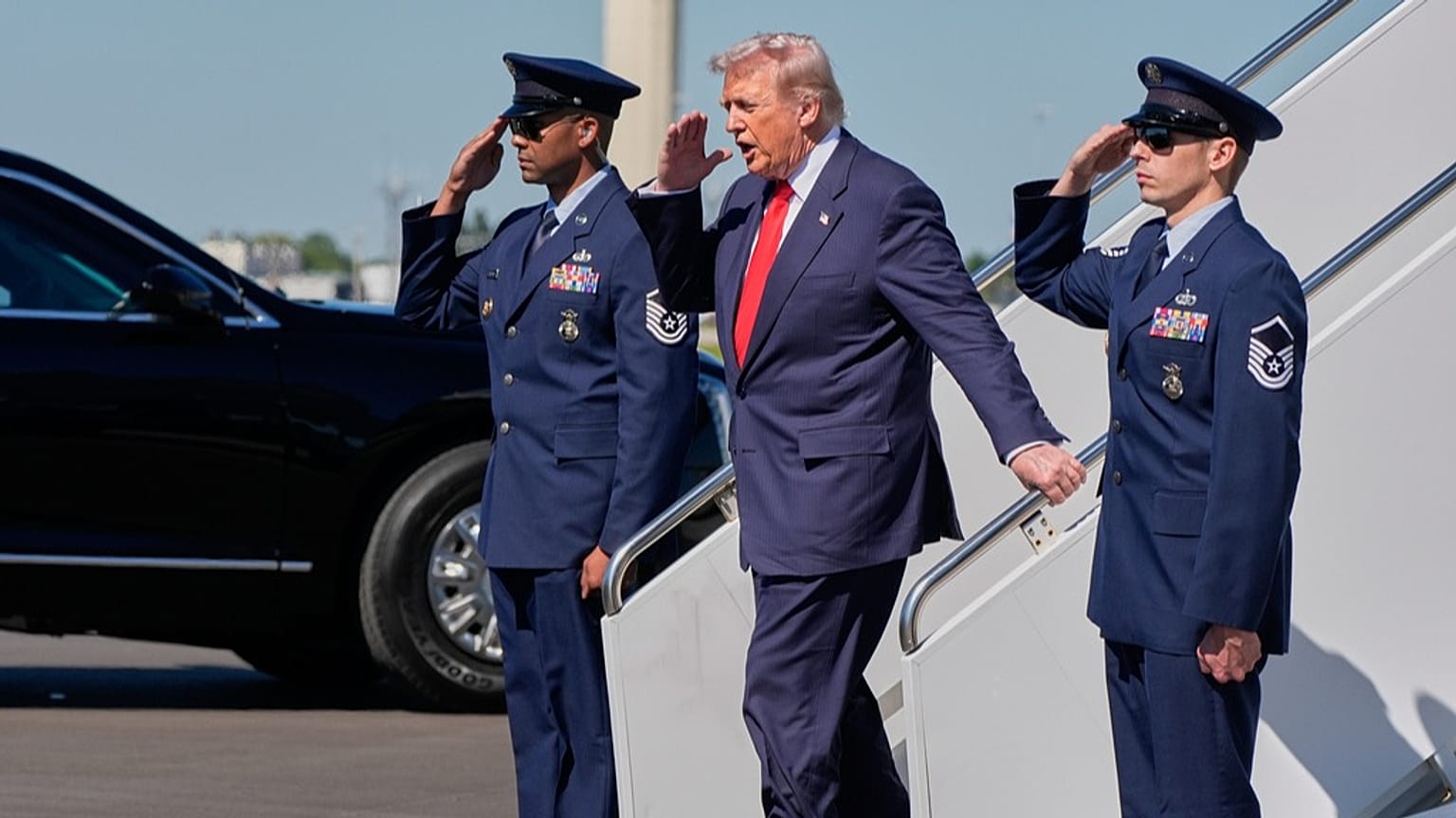 President Donald Trump steps off Air Force One as he arrives at Palm Beach International Airport, Friday, Oct. 31, 2025, in West Palm Beach, Florida