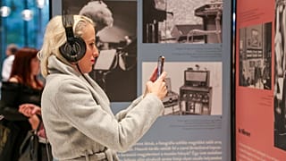 Látogató a kiállításon