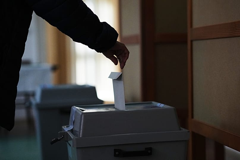 A man casts his ballot for a general election at a polling station in Ostrava, 3 October, 2025