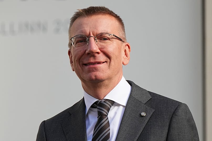 President of Latvia Edgars Rinkēvičs attends a group photo during the Arraiolos Group Heads of State in Tallinn, 10 October, 2025