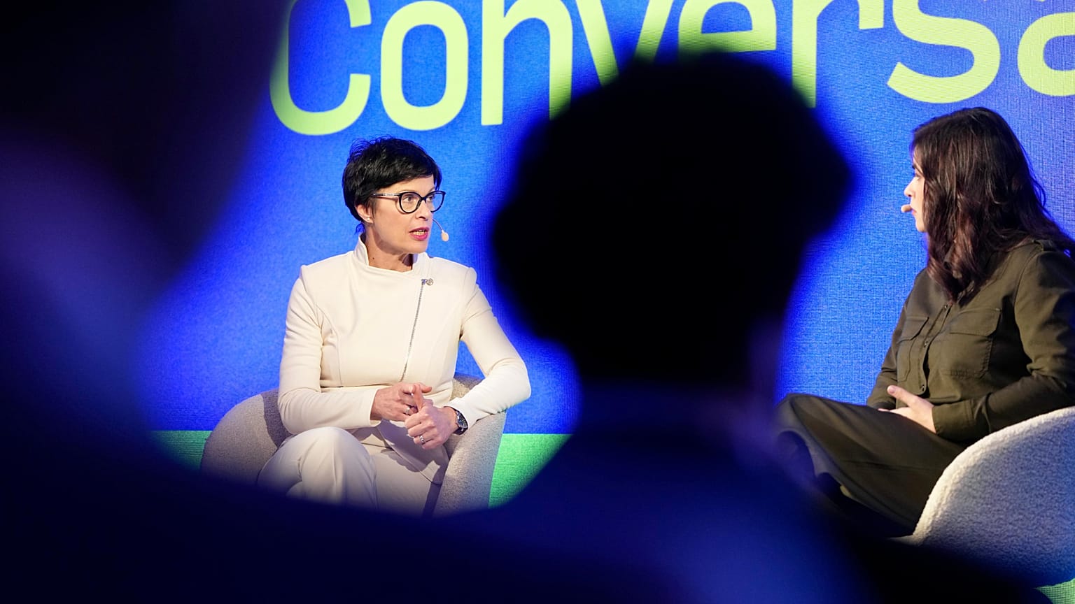 Marta Kos, the EU commissioner for enlargement, takes part in Euronews' Enlargement Summit in Brussels on 4 November 2025.  