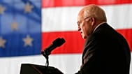 Vice President Dick Cheney delivers his speech to troops at Fairchild Air Force base in Spokane, 17 April, 2006 