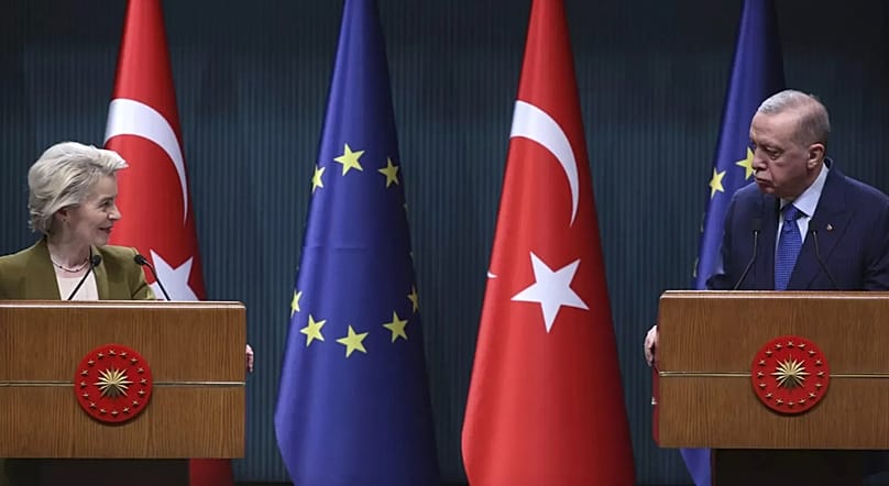 Avrupa Komisyonu Başkanı Ursula von der Leyen ile Cumhurbaşkanı Recep Tayyip Erdoğan, 17 Aralık 2024.