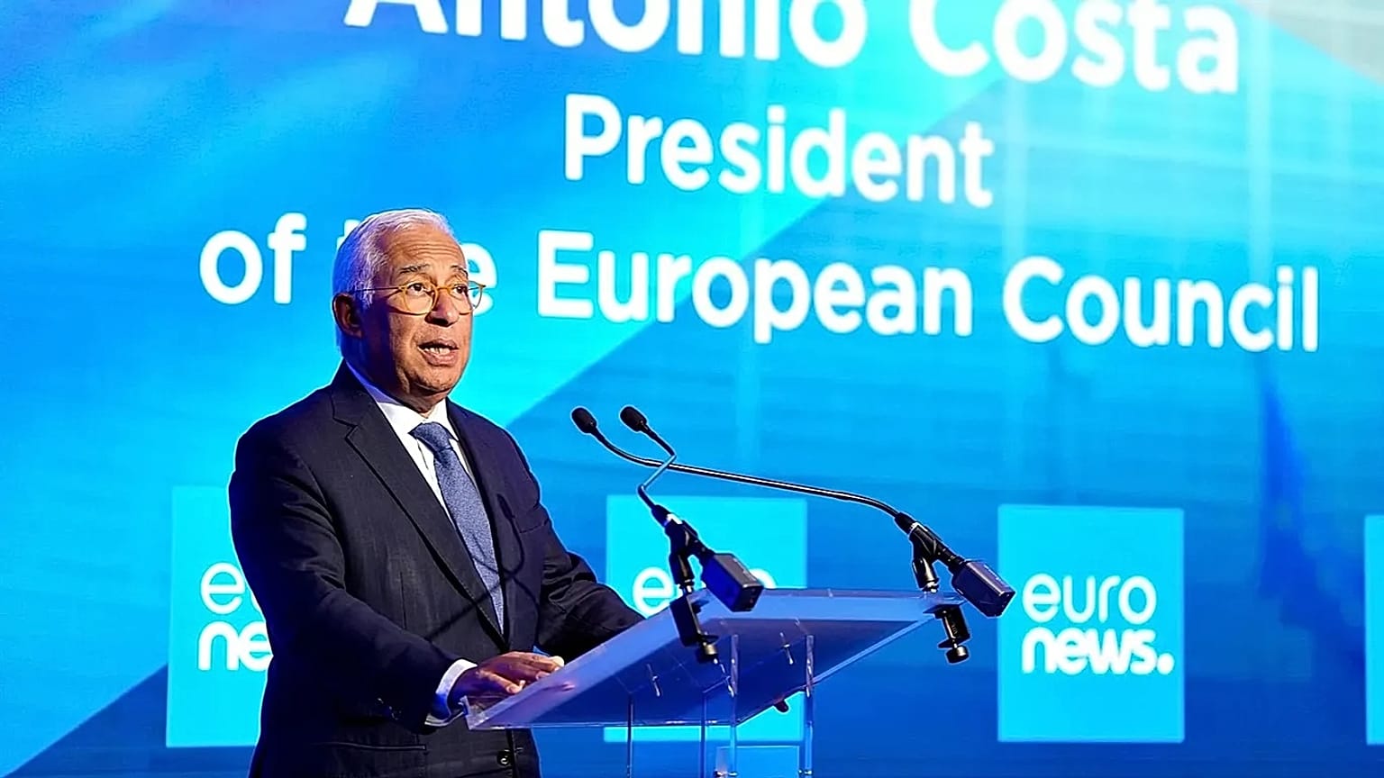 Le président du Conseil européen Antonio Costa lors du Sommet sur l'élargissement de l'UE organisé par Euronews mardi 4 novembre à Bruxelles.