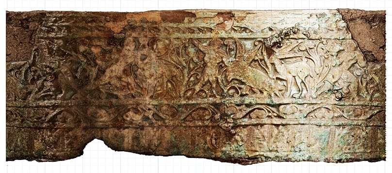 Dettaglio della situla (vaso) ritrovata nel Thermopolium Regio V del Parco Archeologico di Pompei