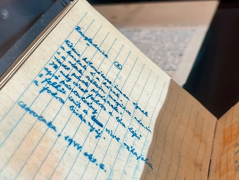 Razglednica (2.) Radnóti Miklós Bori noteszának egyik lapján