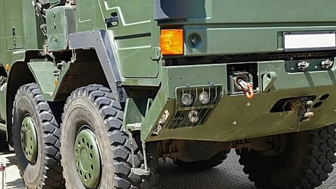 A military vehicle is shown.
