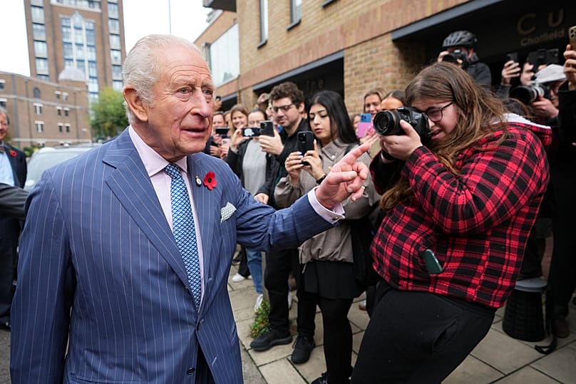 King Charles meets members of the public after a visit to Chatfield Health Care in Battersea, 5 November, 2025