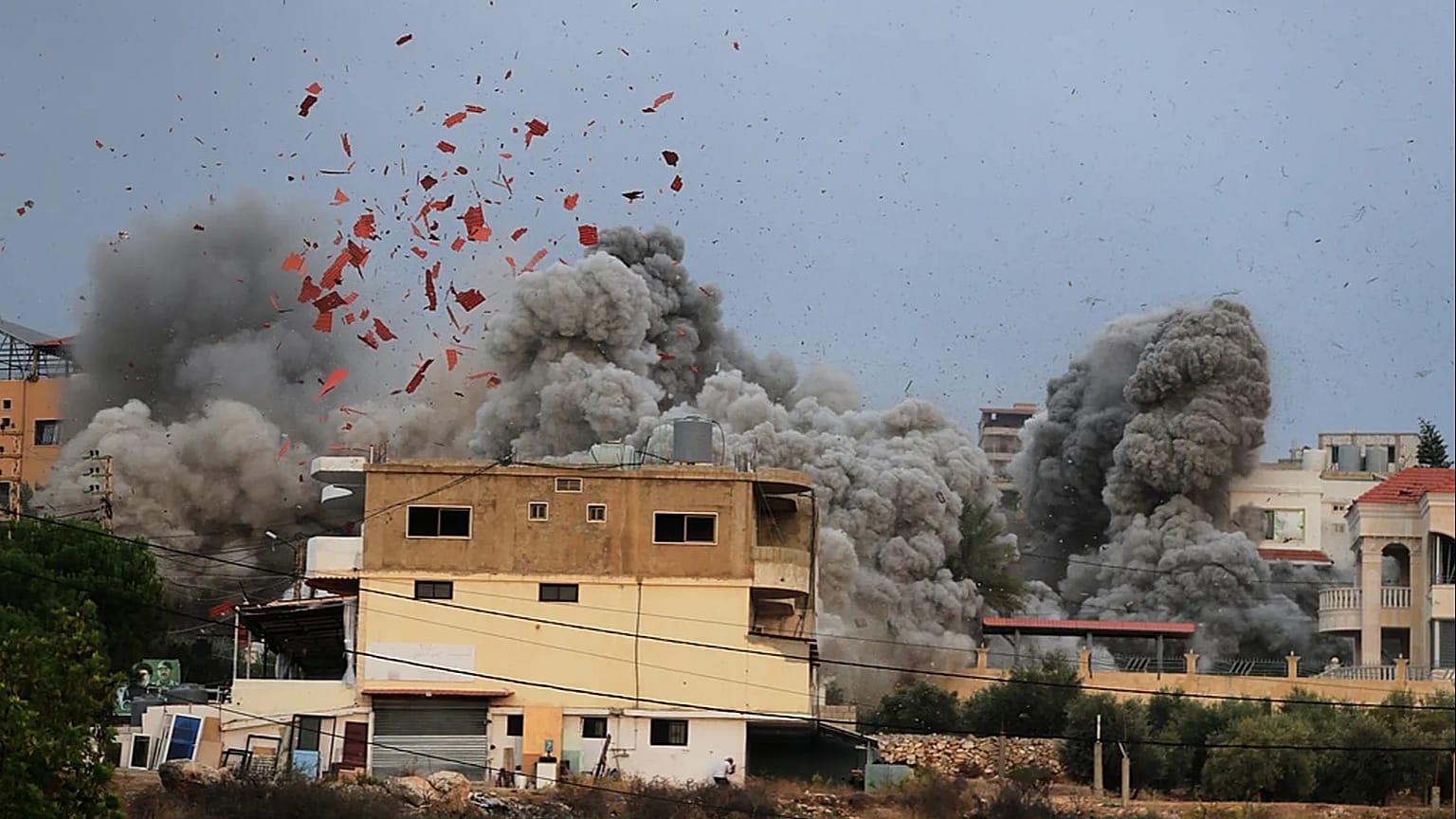 Smoke rises following an Israeli airstrike in the village of Teir Debba, southern Lebanon, Nov. 6, 2025. 
