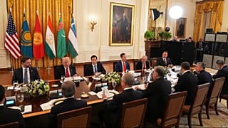 US President Donald Trump and his administration attend a dinner with leaders from countries in Central Asia at the White House in Washington, Thursday, Nov. 6, 2025