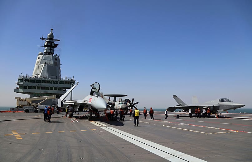 FILE: The flight deck of China's third conventionally powered aircraft carrier, the Fujian 